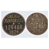 1924 Chicago Illinois Vehicle Tax Tag