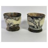 Incolay Stone Hand Carved Bull Motif Goblets