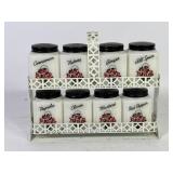 Tip City Milk Glass Spice Jars & Rack