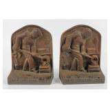 Cast Iron Foundry Worker Bookends