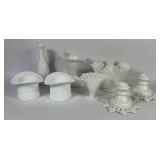 Fenton Hobnail Milk Glass Vases & Candlesticks
