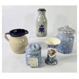 Stoneware & Spongeware Vase, Pitcher, Jug +