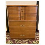 MCM Wheat Mahogany Brass Accent Dresser