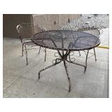 Wrought Iron Patio Table & Chairs - Stripped