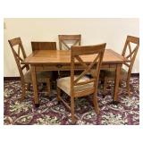 Solid Oak Farmhouse Dining Set, ï¿½Xï¿½ Back Chairs