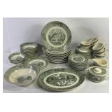 Royal China Currier & Ives Green Mill Dinnerware