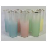 MCM Federal Glass Gold Rim Blendo Frosted Glasses