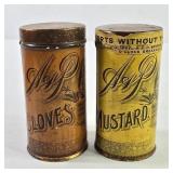 A&P Sultana Spice Mills Mustard & Cloves Tins
