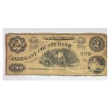 1861 $2 Allegany Co. Bank Cumberland, PA