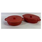 Red Ceramic Lidded Casserole Dishes NEW