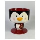 Festive Ceramic Penguin Pedestal Treat Bowl