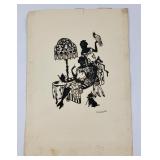 Flapper Girl Paper Cut Silhouette Art Signed