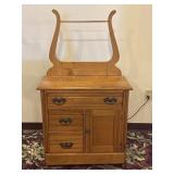 Antique Victorian Oak Washstand w/ Towel Bar
