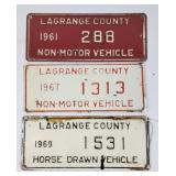 LaGrange County, IN Amish Buggy License Plates (3)