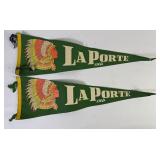 Vintage LaPorte IND. Indian Chief Pennants (2)