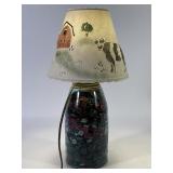 Button-Filled Blue Mason Jar Lamp