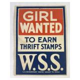 WWI ï¿½Girl/Boy Wantedï¿½Earn Thrift Stampsï¿½ Poster