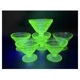 Anchor Hocking Uranium Glass Pedestal Bowls (6)
