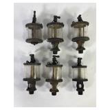 LUNKENHEIMER Glass & Brass Engine Drip Oilers (6)