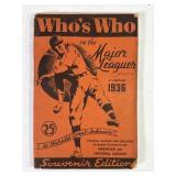 1936 Whoï¿½s Who In Major Leagues Baseball Magazine