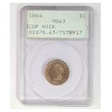 1864 Bronze Indian Head 1 Cent MS63