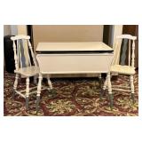 Antique Drop Leaf Enamel Top Table w/ Chairs