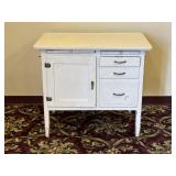Antique Wood & Enamel Top Kitchen Cabinet