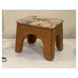 Vintage Floral Upholstery Wood Foot Stool