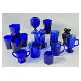 Vintage Cobalt Blue Glassware, Vases +