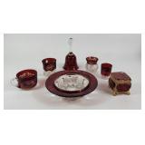 1893 World's Fair+ Ruby Flash Glasses, Bowl+ (7)