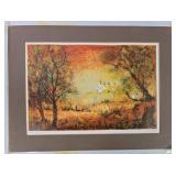 Castle Landscape Block Print Signed By Artist