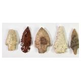Carved Stone Native American Arrow Heads (5)