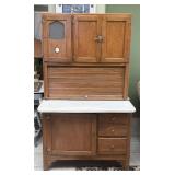 Sellers Oak Roll Front Hoosier Cabinet