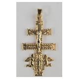 14k Caravaca Crucifix w/ Angels Pendant