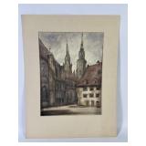 ï¿½German City Centerï¿½ Mixed Media Painting - Signed