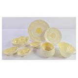 Belleek Porcelain Salt & Sugar Bowls, Saucers +