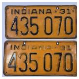 1931 Indiana License Porcelain Plates (2)
