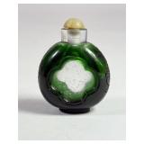 Antique Chinese Carved Emerald Glass Snuff Bottle