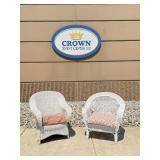 White Whicker Armchairs
