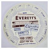 1935 Everett's Food Stores Advertising Plate