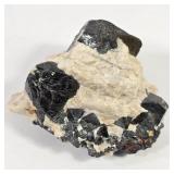 Dark Sphalerite w/ White Calcite Raw Cluster
