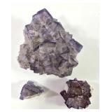 Cubic Purple Fluorite Raw Specimens (3)