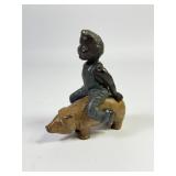 Antique Black Americana Cast Iron Hog Bank