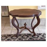 Antique Victorian Walnut Turtle Top Parlor Table