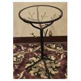 Perched Bird Glass Top Metal Side Table
