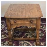 Oak 1-Drawer Low Boy Side Table