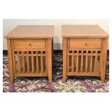 Mission Style Oak Slatted Side End Tables