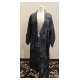 Black & Teal Scenic Kimono Robe (Sz. L)