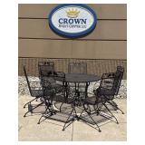 42' Black Wrought Iron Patio Table & Chairs