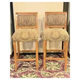 Paisley Upholstery High Back Counter Stools (2)